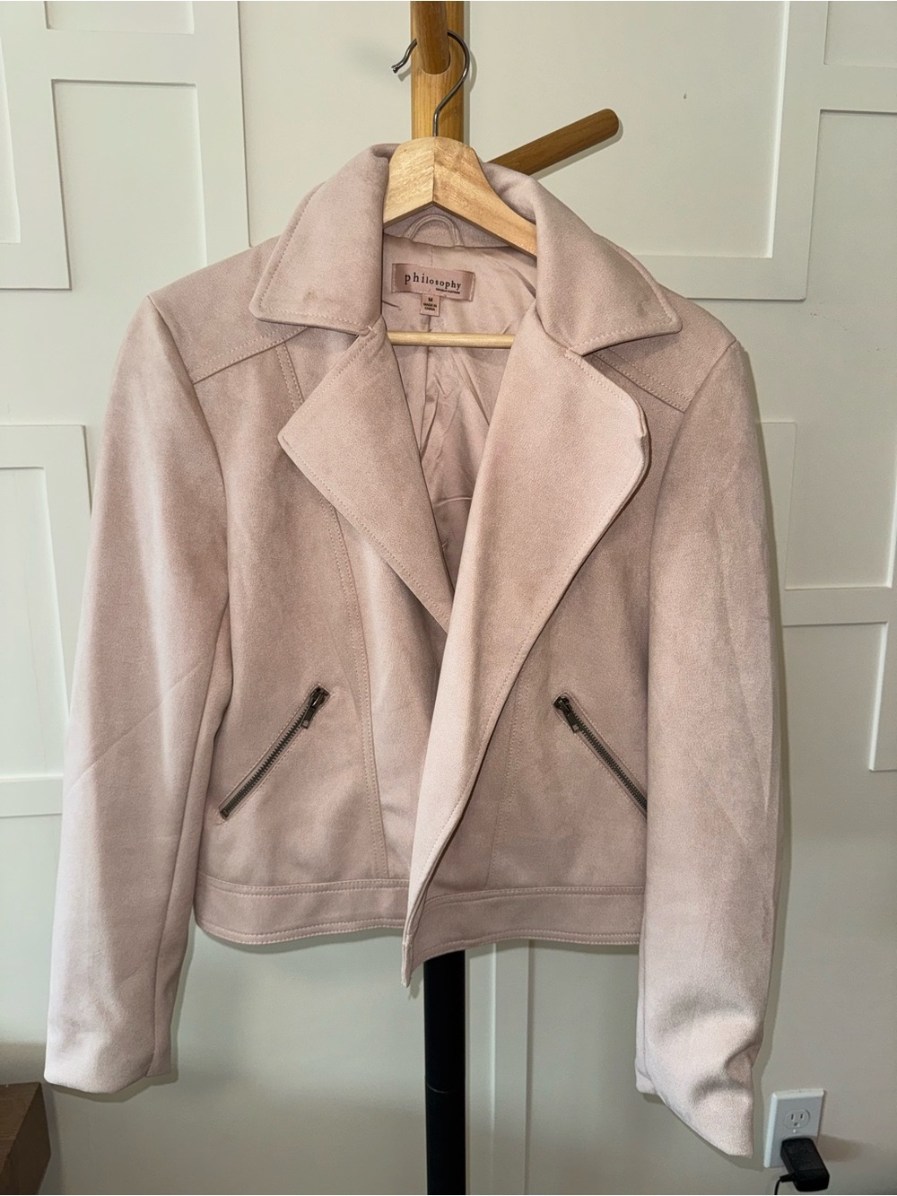 Philosophy Blush Suede Moto Jacket